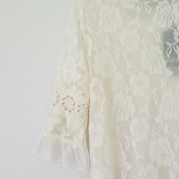 Fancy Qube Ivory Lace Embroidered Shift Dress - Picture 5 of 8